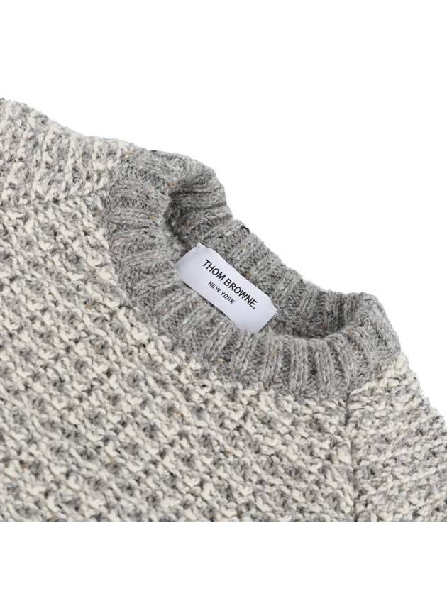 Tuck Stitch Raglan Sleeve Crew Neck Knit Top Grey - THOM BROWNE - BALAAN 4