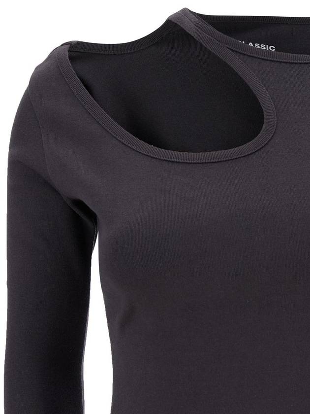 Grey Long Sleeve T-Shirt With Cut-Out In Cotton Blend Woman - LOW CLASSIC - BALAAN 3