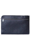 Intrecciato Weaving Zipper Clutch Bag Black - BOTTEGA VENETA - BALAAN 3