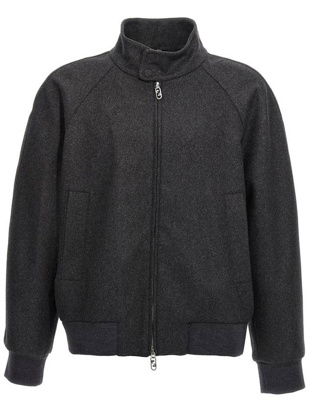 High Neck Cashmere Bomber Jacket Grey - FENDI - BALAAN 2