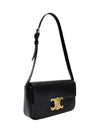 Celine 194143BF4 38NO Black Shiny Calfskin Triomphe Claude Shoulder Bag - CELINE - BALAAN 2