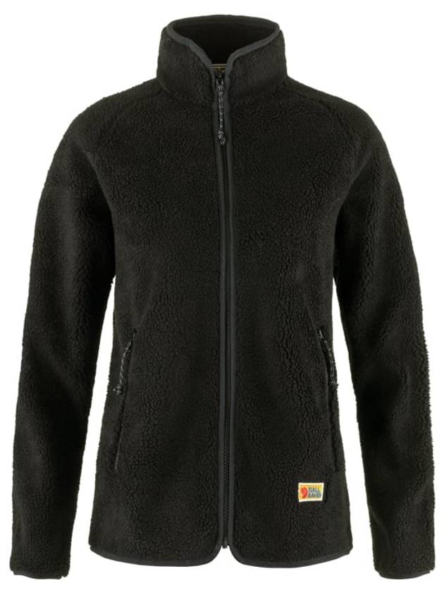 Women's Vardag Pile Fleece Zip-Up Jacket Black - FJALL RAVEN - BALAAN 2