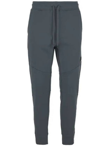 Men's Lens Wappen Fleece Track Pants Gray - CP COMPANY - BALAAN.