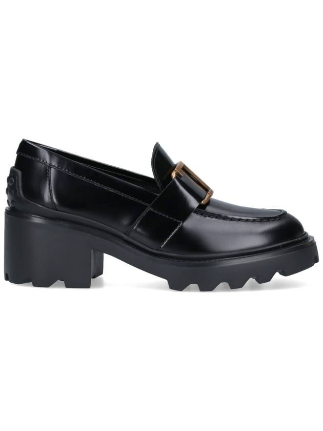 T Logo Leather Loafer Heels Black - TOD'S - BALAAN 2