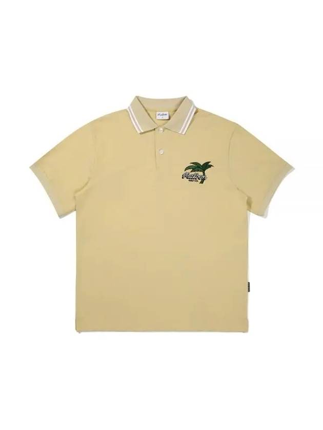 Malbon Palm Tree Polo T-Shirt MUSTARD MAN M3321PTS43MUS - MALBON GOLF - BALAAN 1