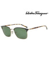 Square Metal Sunglasses Brown Green - SALVATORE FERRAGAMO - BALAAN 2