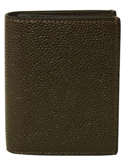 Pebble Grained Leather Double Card Wallet Dark Brown - THOM BROWNE - BALAAN 2