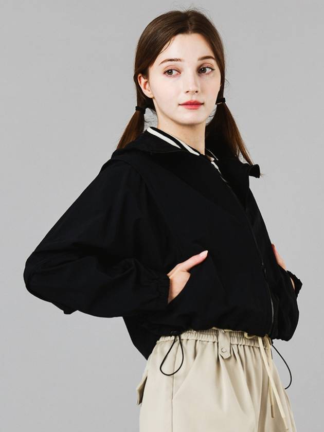 Hooded Anorak Crop String Black Windbreaker Jumper DO2232WB01 - DOYOUKNOWMC GOLF WEAR - BALAAN 1