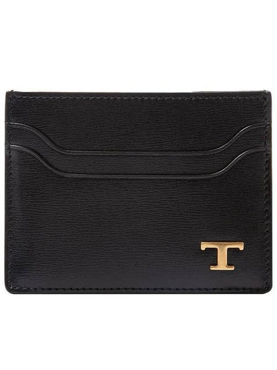 Metal T Logo Leather Card Wallet Black - TOD'S - BALAAN 2