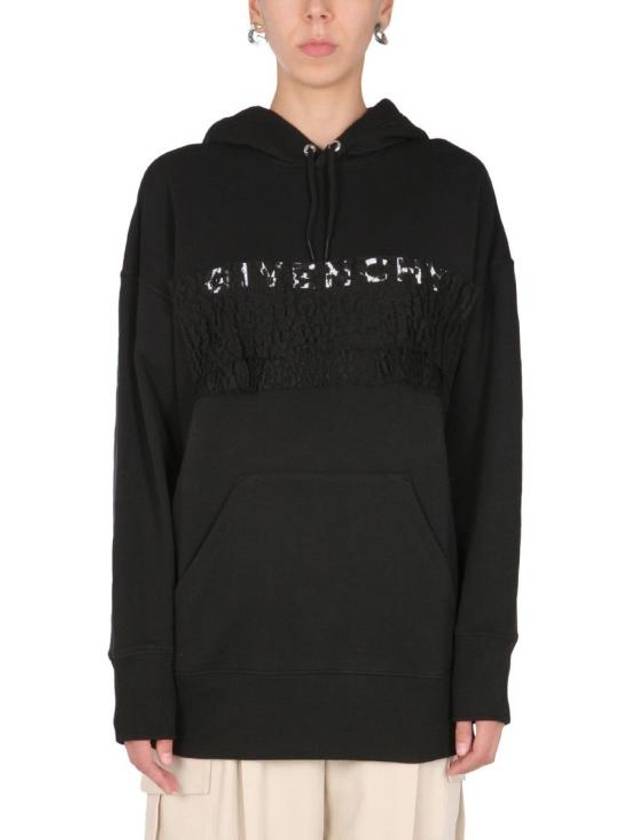 Lace Oversized Hoodie Top Black - GIVENCHY - BALAAN 2