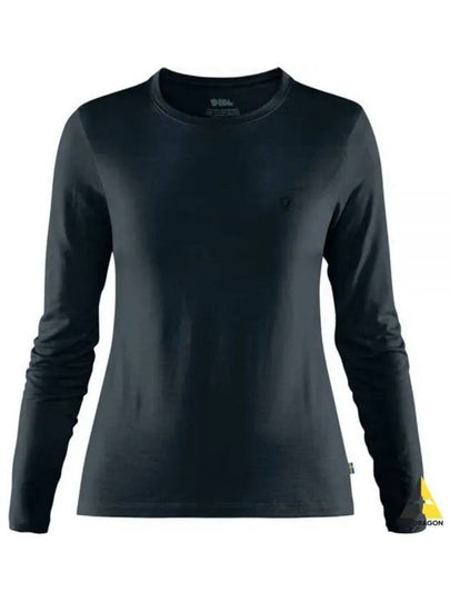 Women's Abisco Wool Long Sleeve Knit Top Dark Navy - FJALL RAVEN - BALAAN 2