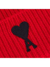 Embroidered Logo Wool Beanie Red - AMI - BALAAN 3