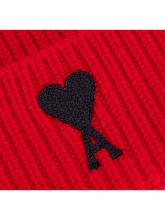 Embroidered Logo Wool Beanie Red - AMI - BALAAN 3