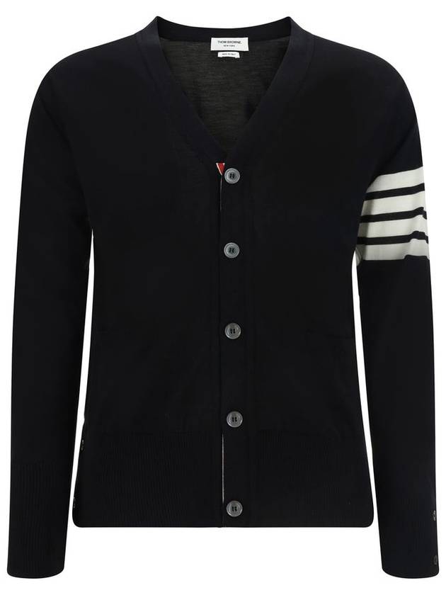 Men's Sustainable Classic Diagonal Wool Cardigan Black - THOM BROWNE - BALAAN 2