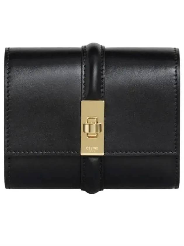 16 Tri-Fold Small Shiny Calfskin Half Wallet Black - CELINE - BALAAN 2