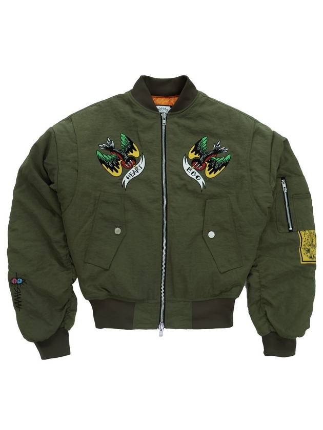 Embroidered Graphic Nylon Bomber Jacket Khaki - GRAPHISTE MAN.G - BALAAN 2