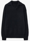 Open collar V neck knit black - BLONDNINE - BALAAN 5