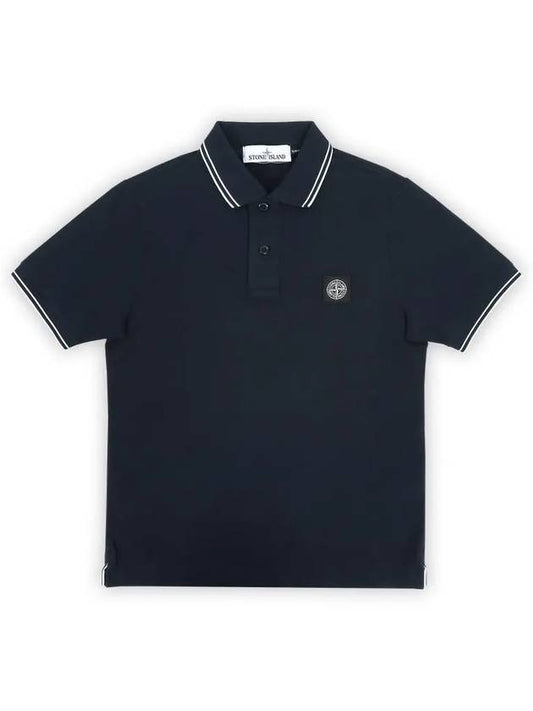 Stone Wappen Collar Short Sleeve T Shirt Jean Navy 691522S18 V0020 - STONE ISLAND - BALAAN 1