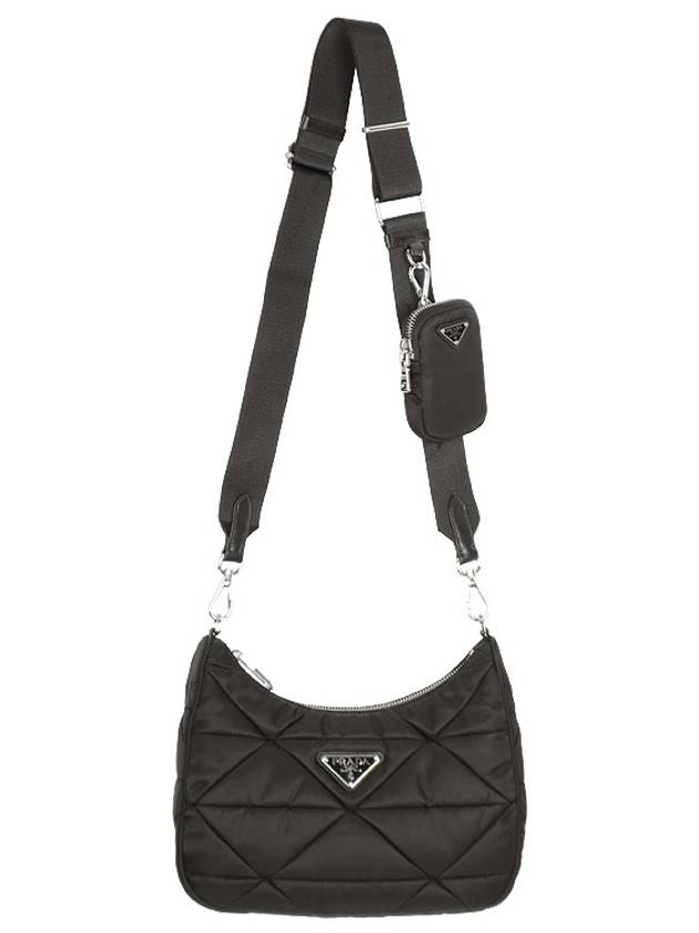 Triangle Logo Re-nylon Paddde Hobo Cross Bag Black - PRADA - BALAAN 4