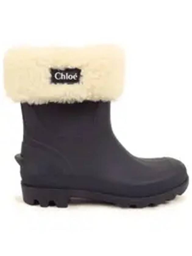 Kids Logo Fur Winter Boots Navy - CHLOE - BALAAN 1