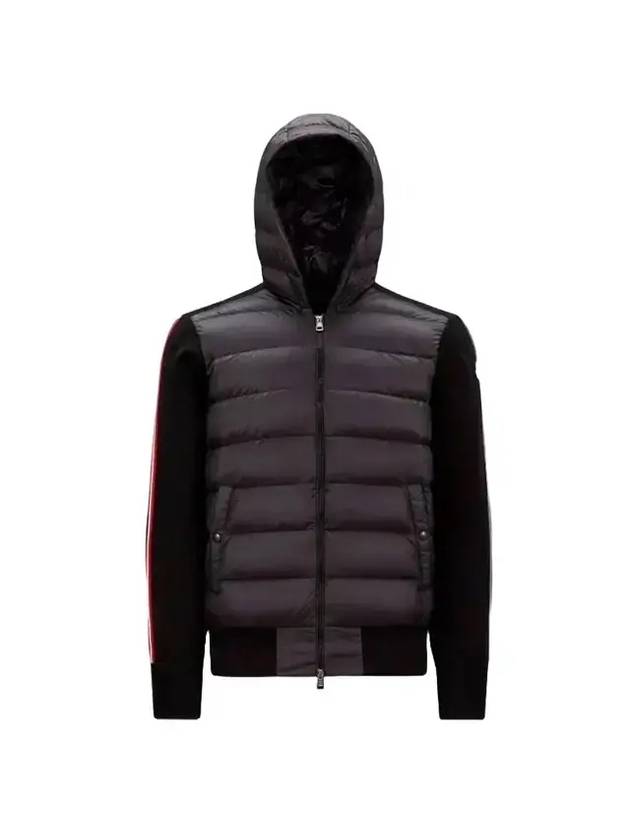 Logo Patch Padded Wool Hooded Jacket Black - MONCLER - BALAAN 1