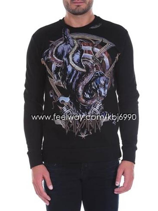 Men's Snake Fencer Printing Sweatshirt Black - BALMAIN - BALAAN 10