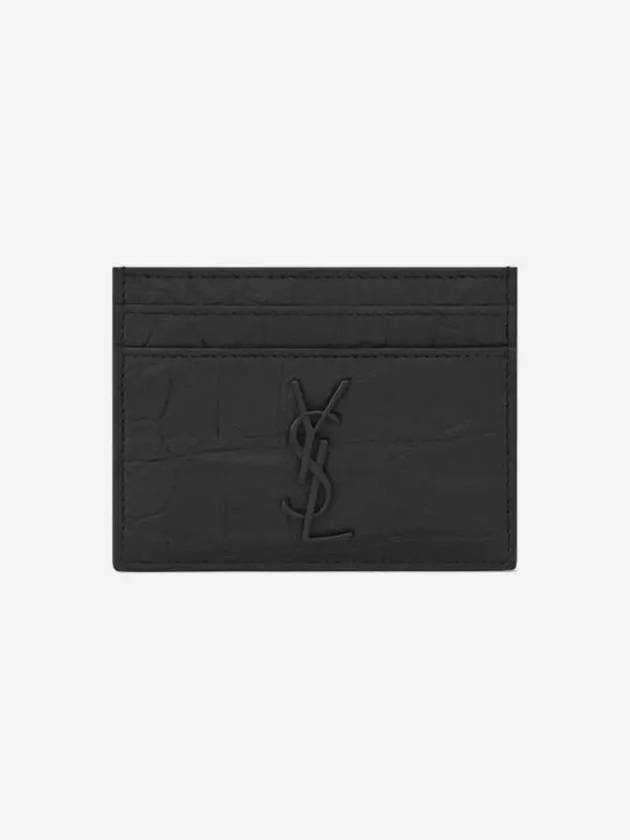 Monogram Crocodile Leather Card Wallet Black - SAINT LAURENT - BALAAN 2