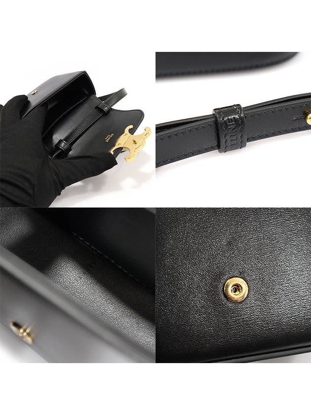 10I513DPV 38NO Black Shiny Calfskin Gold Mini Triope Claude Shoulder Bag - CELINE - BALAAN 6