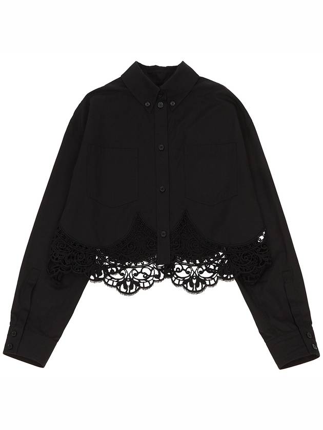 Macrame Crop Shirt Black - BURBERRY - BALAAN 2