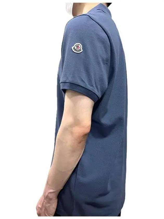 Men's Arm Logo Short Sleeve Polo Shirt Blue - MONCLER - BALAAN 3