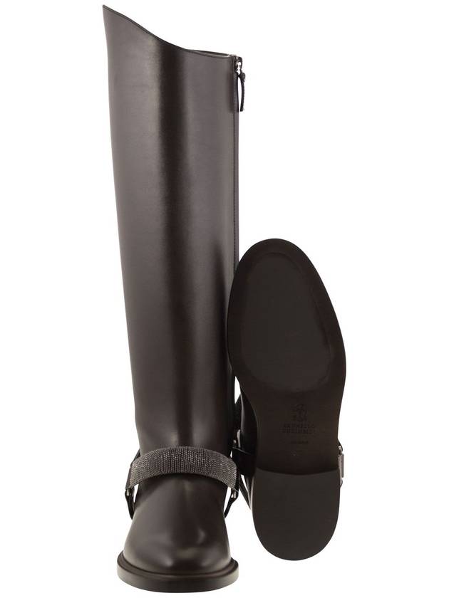 Mat Calf Boots with Precious Ribbed Strap - BRUNELLO CUCINELLI - BALAAN 5