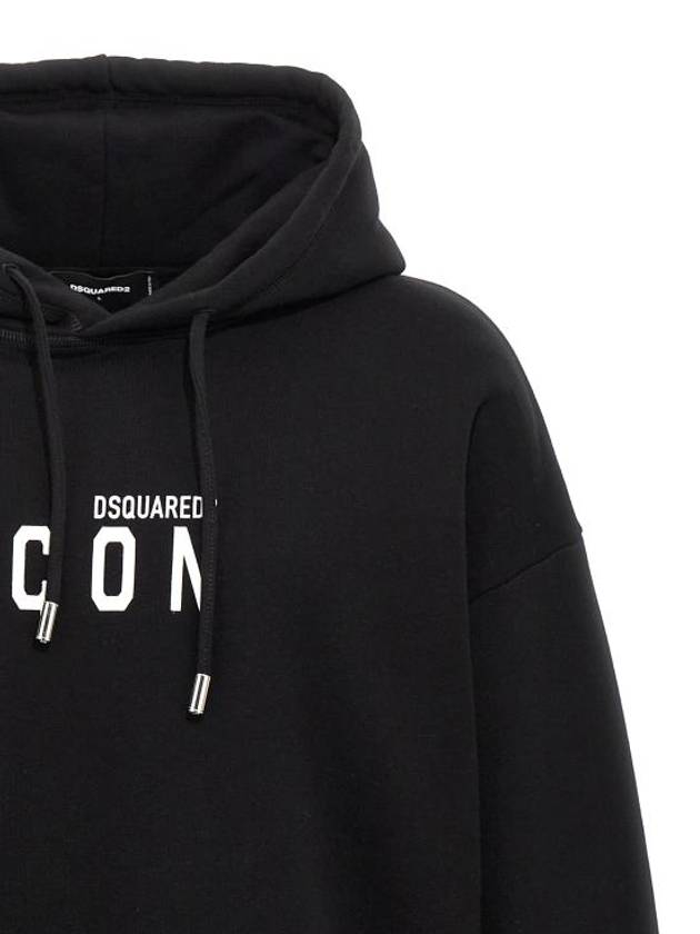 Icon Relax Fit Hoodie Sweatshirt Black - DSQUARED2 - BALAAN 4