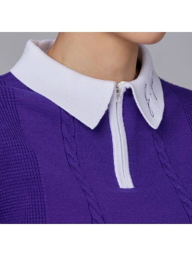 Golf Wear Puff Sleeve Collar Knit Purple - J JANE - BALAAN 4