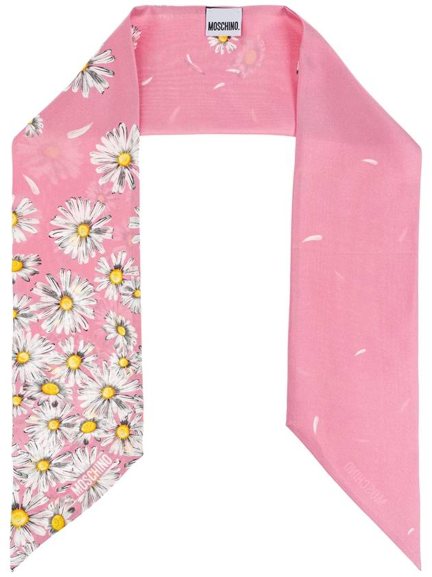 Moschino Silk Scarf With Floral Motif, Women's, Pink - MOSCHINO - BALAAN 1