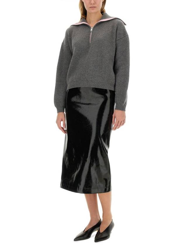 Patent leather midi H line skirt black - MSGM - BALAAN 3