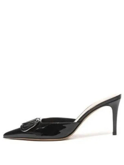 V Logo Leather Sandal Heels Black - VALENTINO - BALAAN 2