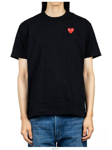 /AZ T108 051/Red Wappen Patch Black Tshirt - COMME DES GARCONS - BALAAN 1