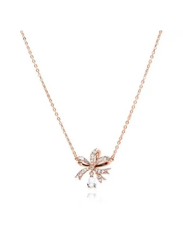 Hyperbola Volta Bow Pendant Necklace Rose Gold - SWAROVSKI - BALAAN 4