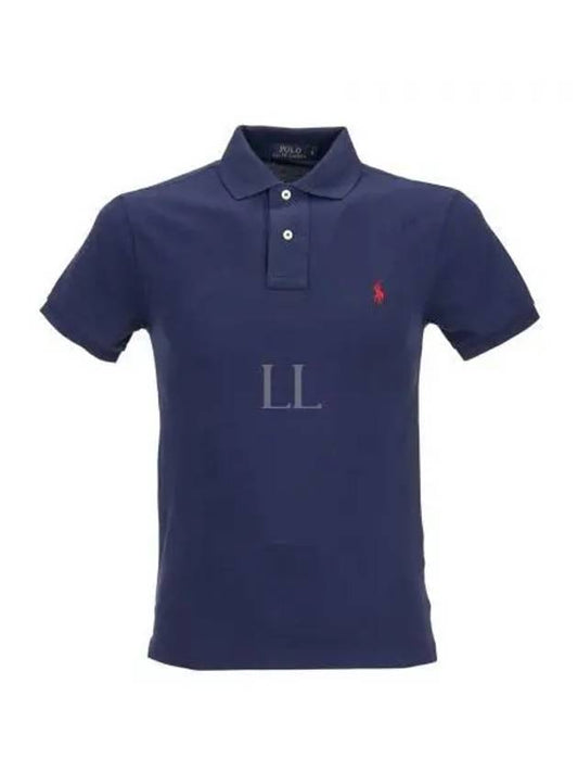 Men's Pony Slim Fit Short Sleeve Polo Shirt Navy - POLO RALPH LAUREN - BALAAN 2