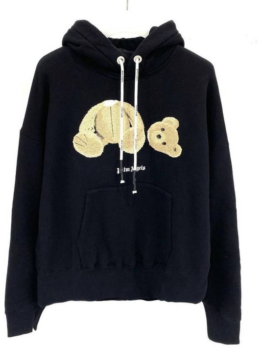 Bear Logo Sweat Hood Black - PALM ANGELS - BALAAN.