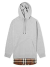 Check Panel Cotton Oversized Hoodie Melange Grey - BURBERRY - BALAAN 2