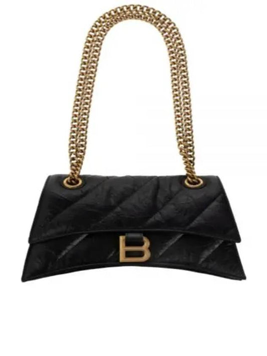 Women's Crush Logo Gold Chain Small Shoulder Bag Black - BALENCIAGA - BALAAN 2