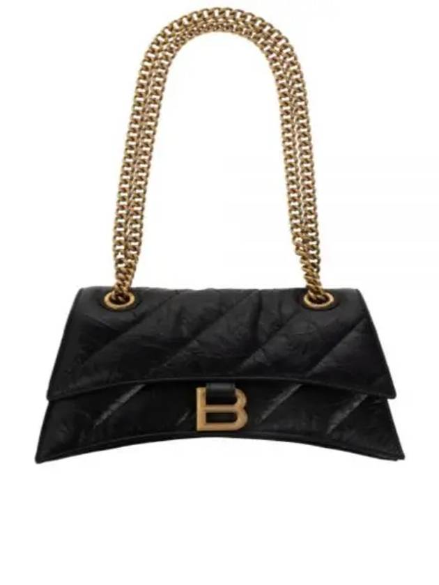 Women's Crush Logo Gold Chain Small Shoulder Bag Black - BALENCIAGA - BALAAN 2