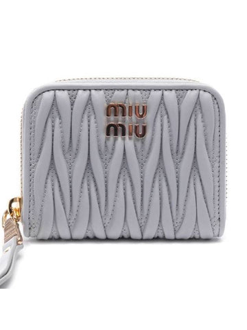 Matelasse Nappa Leather Coin Wallet Grey - MIU MIU - BALAAN 1