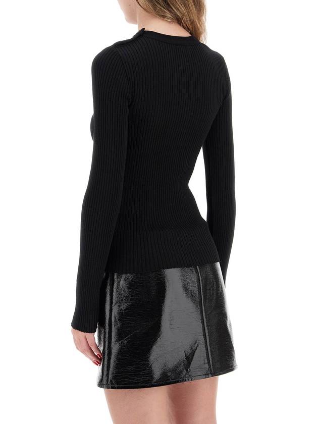 Shoulder Snap Rib Knit Top Black - COURREGES - BALAAN 4