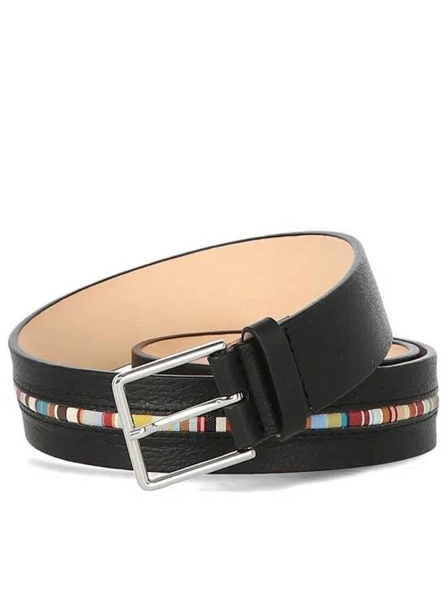 signature striped leather belt black - PAUL SMITH - BALAAN 2