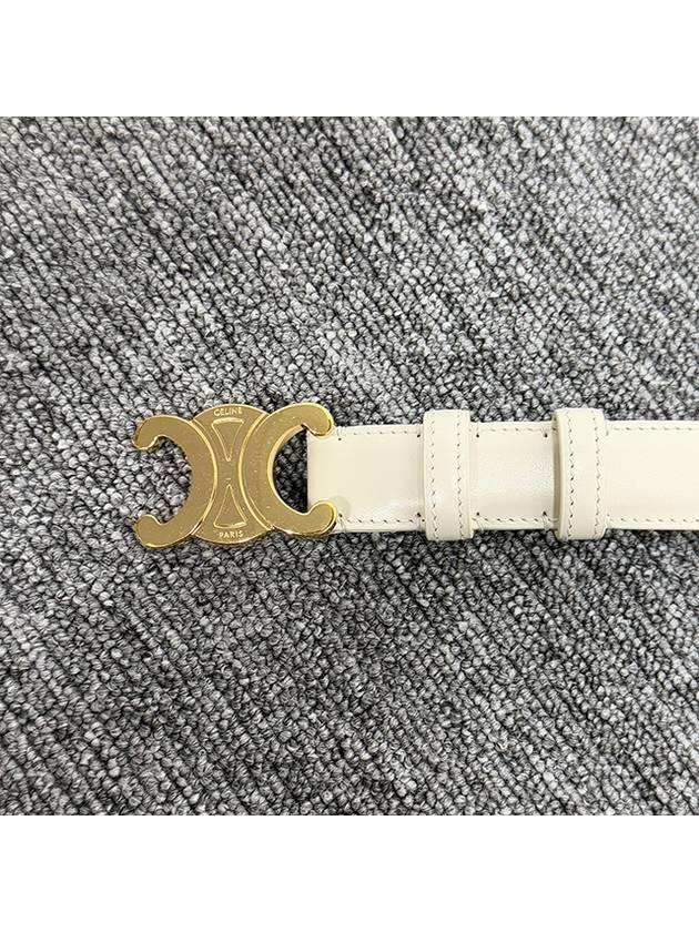 Triomphe Taurillon Medium Leather Belt White - CELINE - BALAAN 4