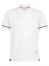 Thermal Rip Stripe Short Sleeve Polo Shirt White - THOM BROWNE - BALAAN 2