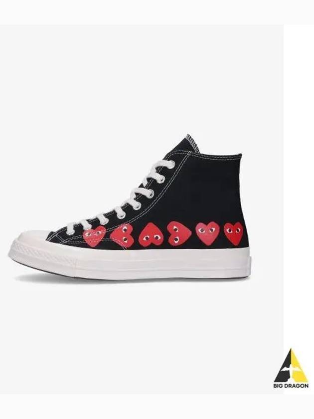 COMME DES GARCONS PLAY CONVERSE Chuck 70 Multi Heart High Top Sneakers Black P1K1271 - COMME DES GARCONS PLAY - BALAAN 1