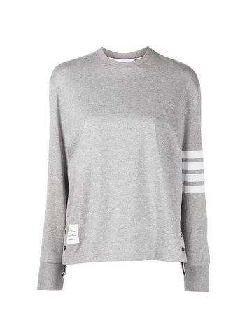 Engineered 4 Bar Medium Weight Jersey Oversized Long Sleeved T-Shirt Light Grey - THOM BROWNE - BALAAN 1